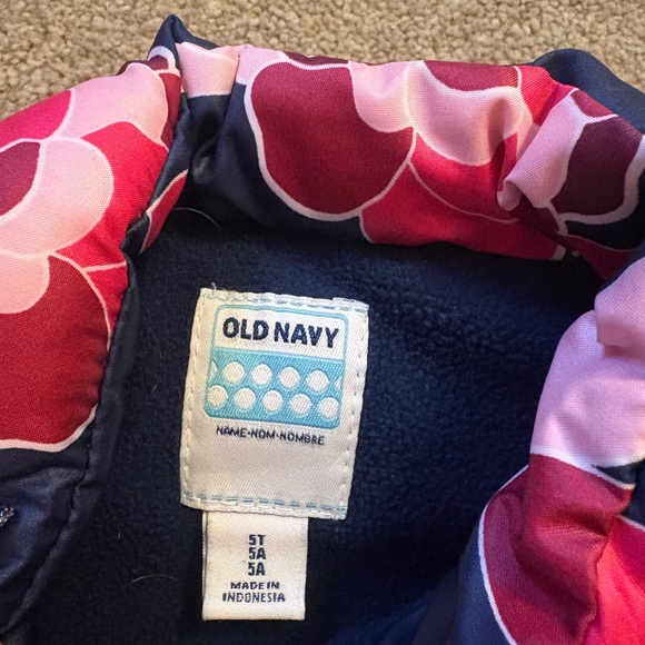 Old Navy Kids Floral Puffer Vest - Navy and Pink - Picture 2 of 2